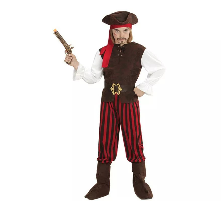 Translation missing: es.Disfraz de Pirata del Caribe a rayas para niño