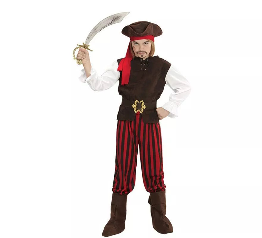 Disfraz de Pirata del Caribe a rayas para niño