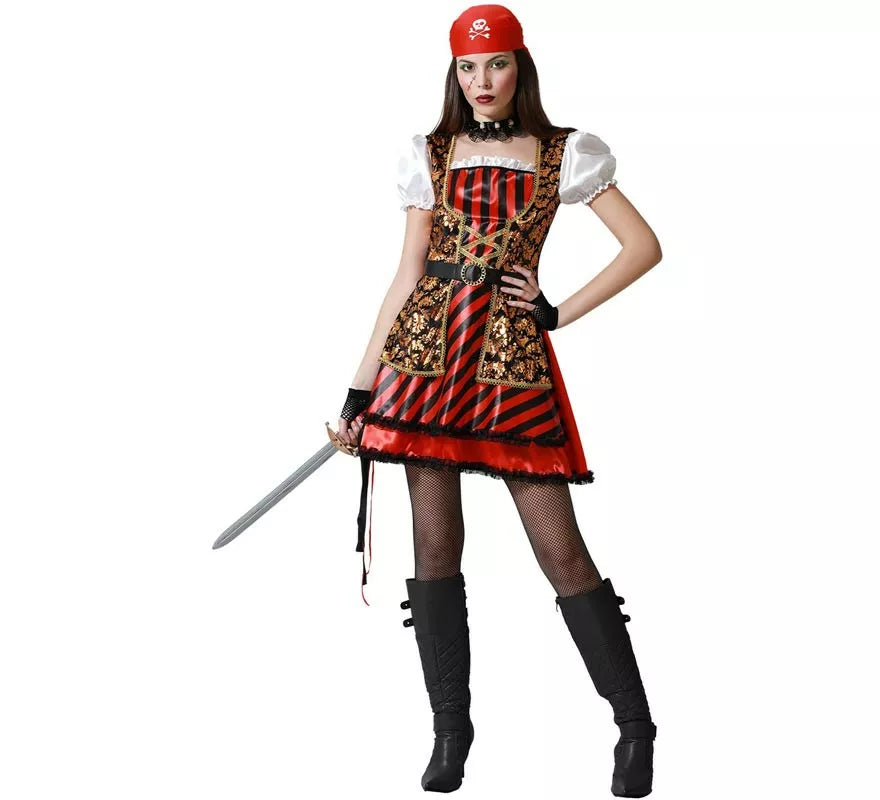 Translation missing: es.Disfraz de Pirata detalles dorados para mujer