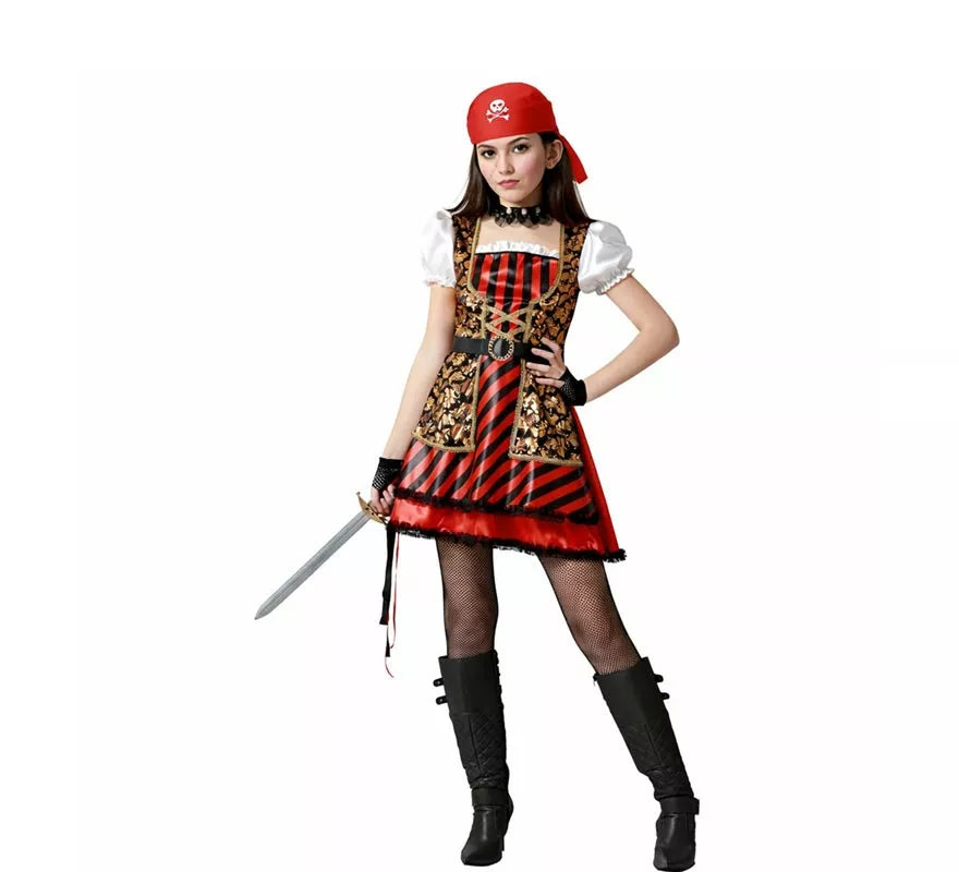 Translation missing: es.Disfraz de Pirata detalles dorados para mujer