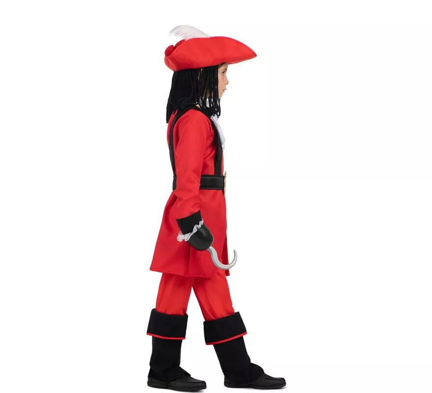 Translation missing: es.Disfraz de Pirata Garfio rojo con sombrero y peluca para niño
