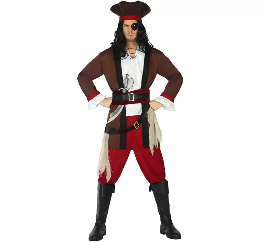 Translation missing: es.Disfraz de Pirata Marrón para hombre