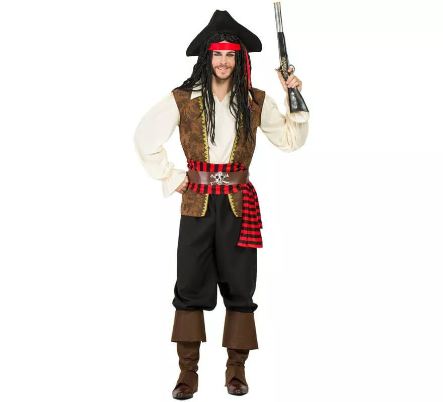 Translation missing: es.Disfraz de Pirata Marrón para hombre