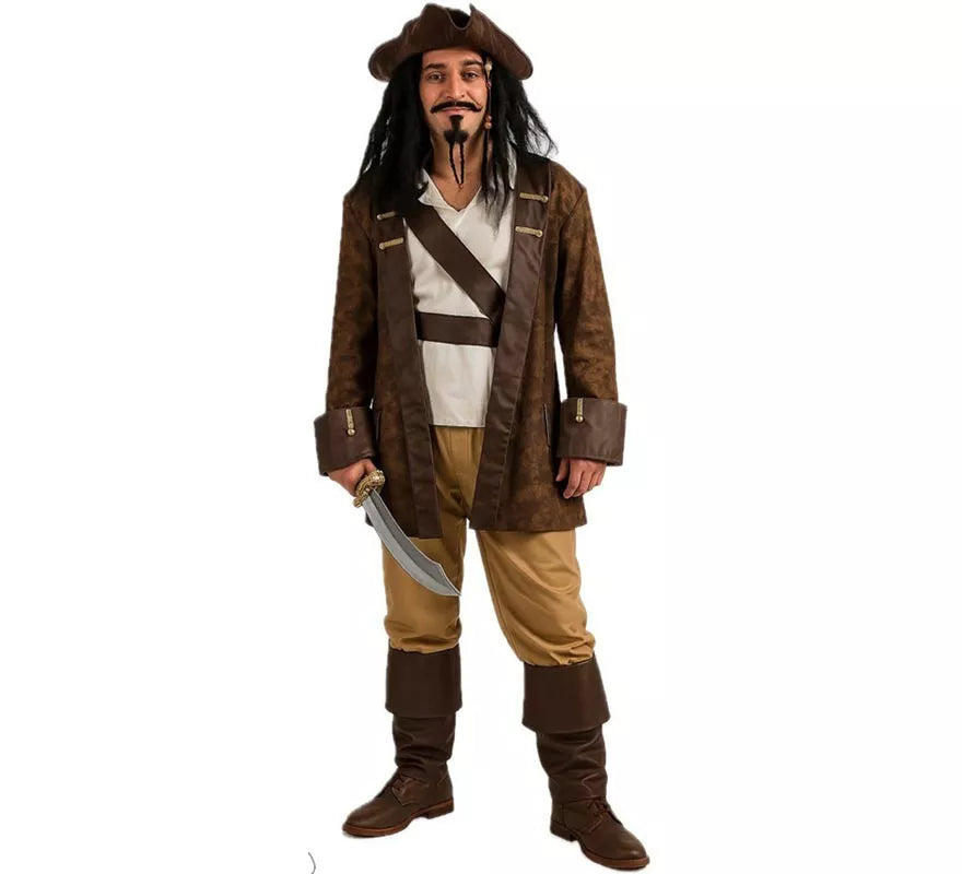 Translation missing: es.Disfraz de Pirata Marrón para hombre