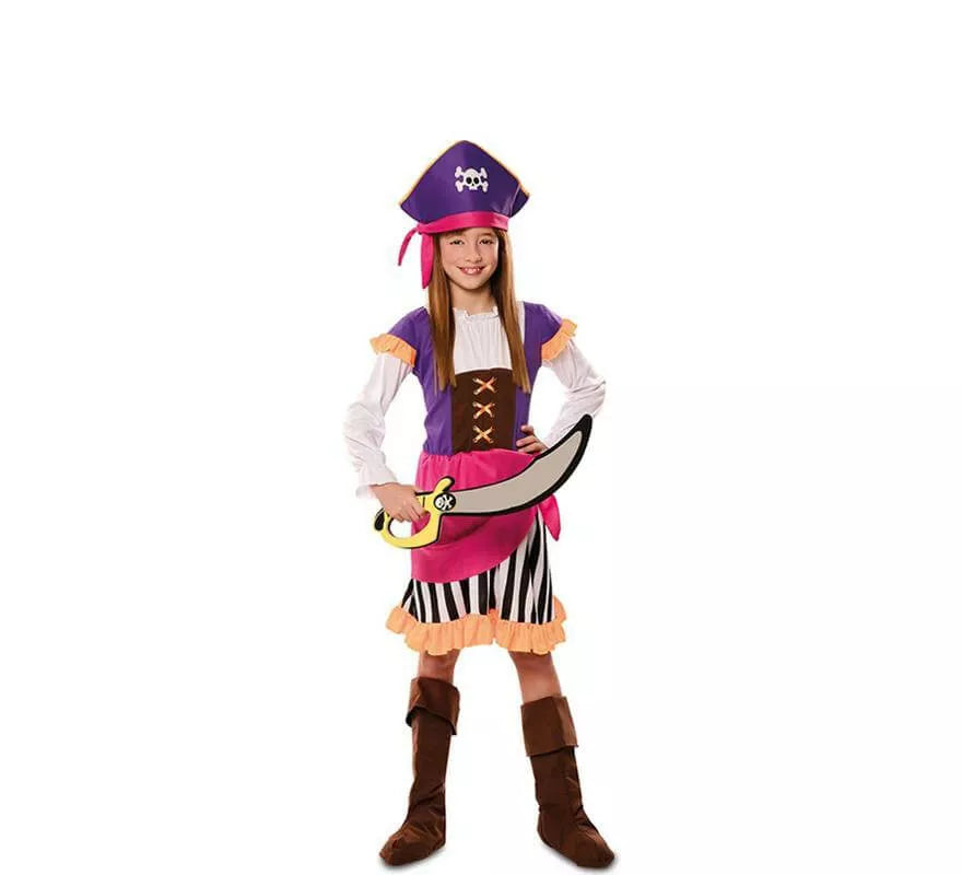 Translation missing: es.Disfraz de Pirata Morada para niña