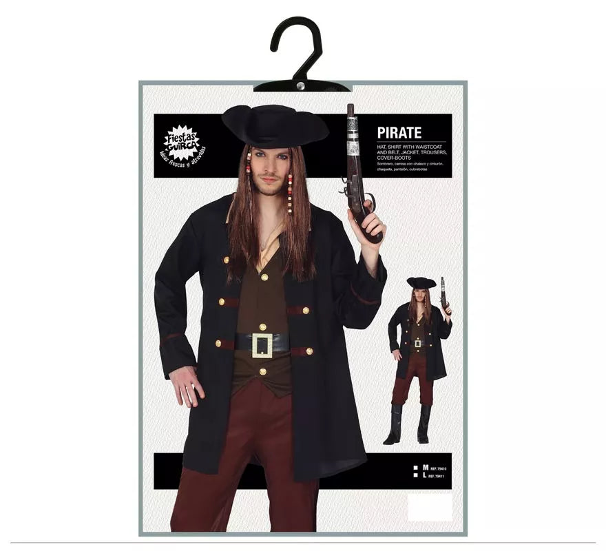 Translation missing: es.Disfraz de Pirata negro para Hombre
