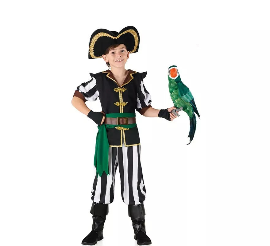 Translation missing: es.Disfraz de Pirata Parrot negro y verde para niño