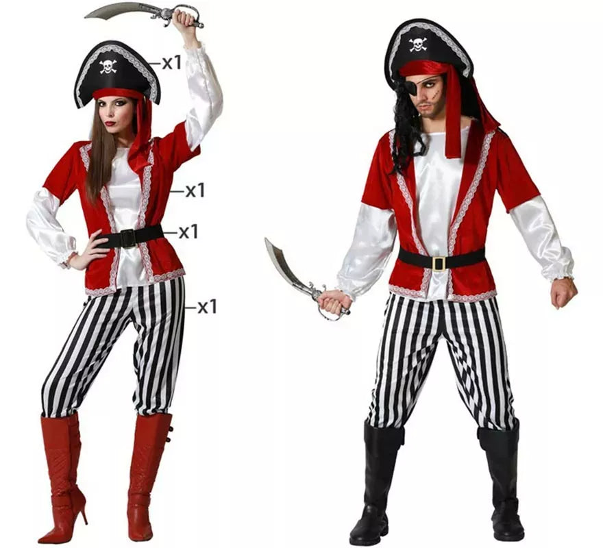 Translation missing: es.Disfraz de Pirata Rayas para mujer