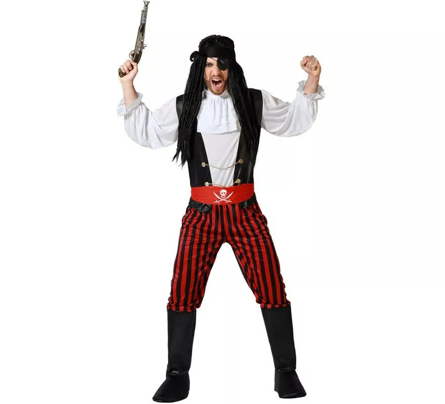 Translation missing: es.Disfraz de Pirata Rayas para hombre