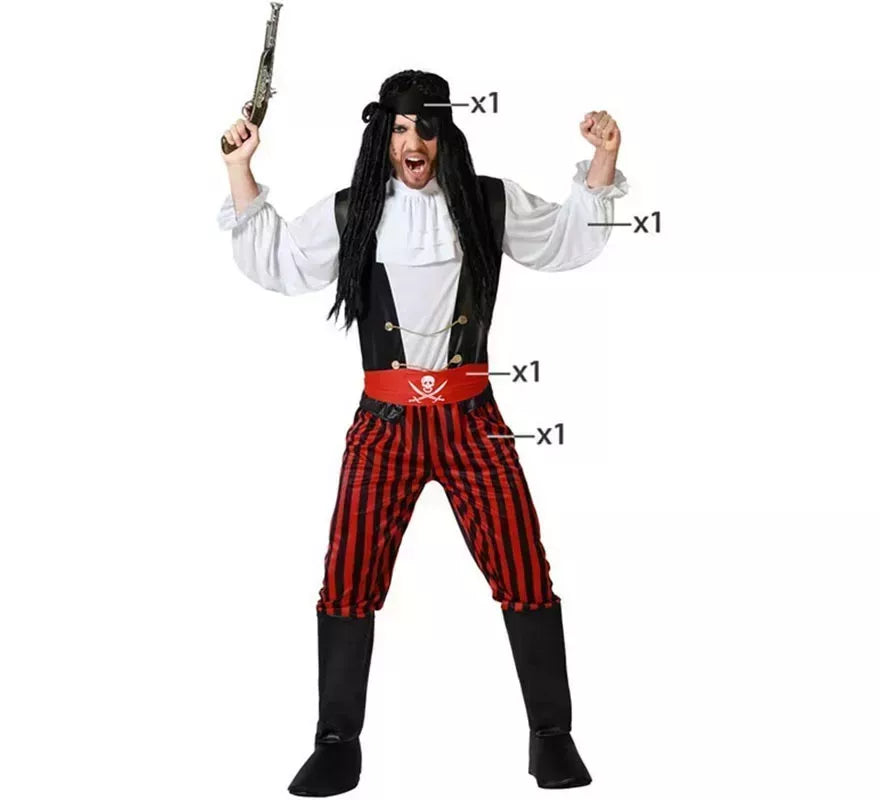 Translation missing: es.Disfraz de Pirata Rayas para hombre