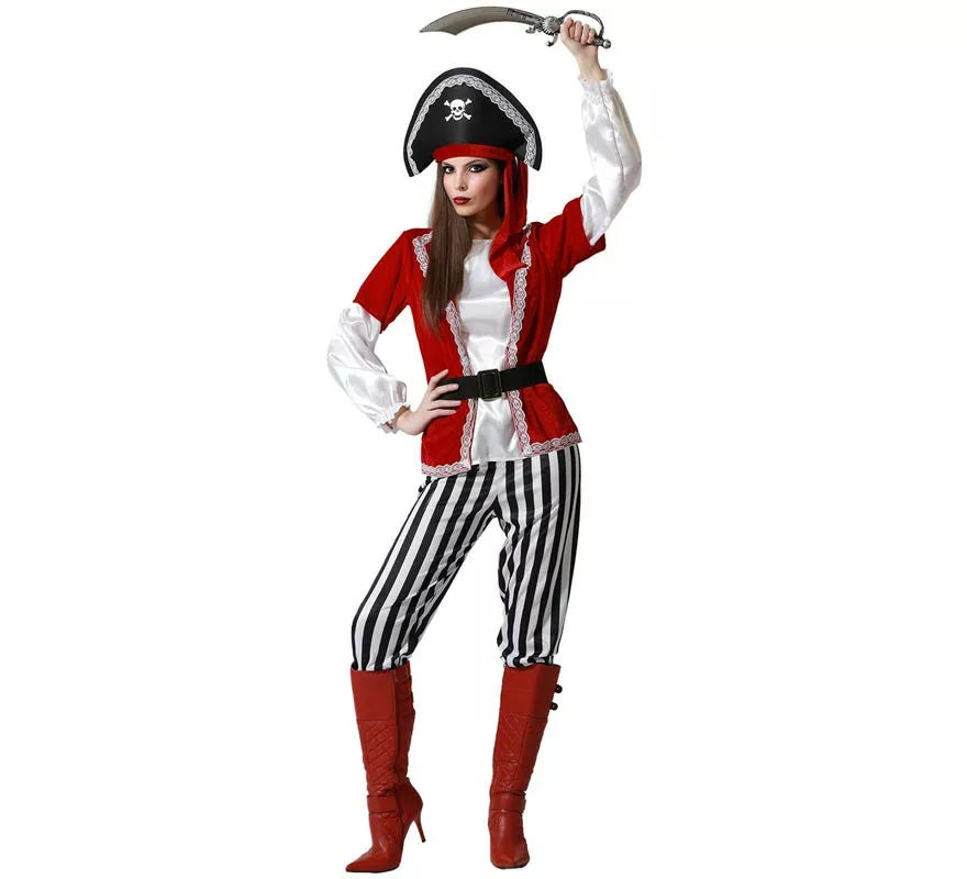 Translation missing: es.Disfraz de Pirata Rayas para mujer