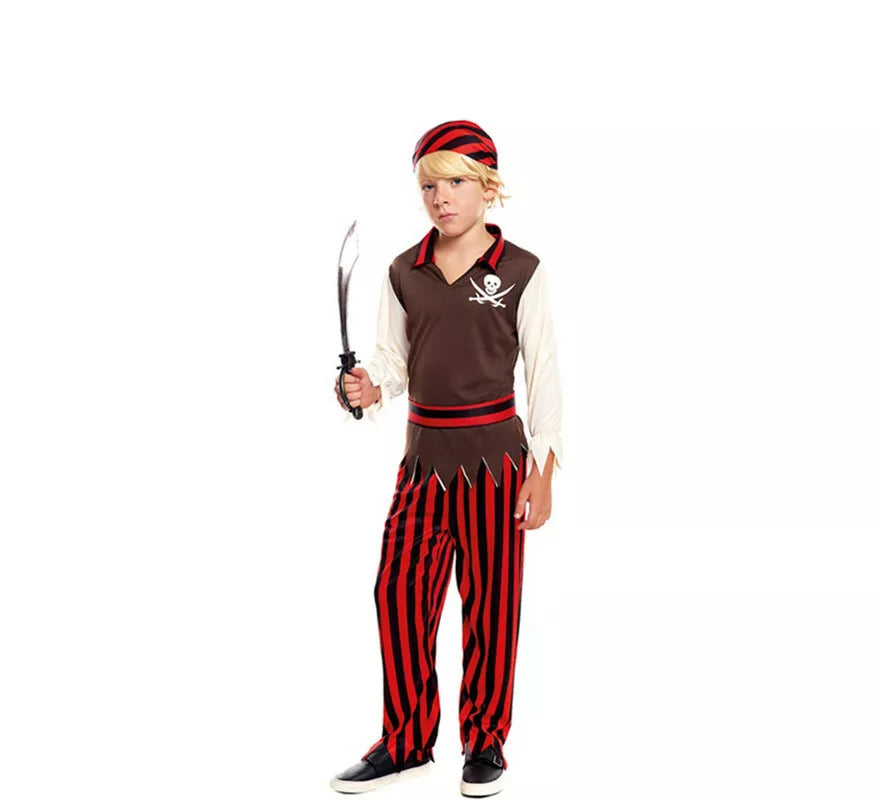 Translation missing: es.Disfraz de Pirata rojo a rayas para niño