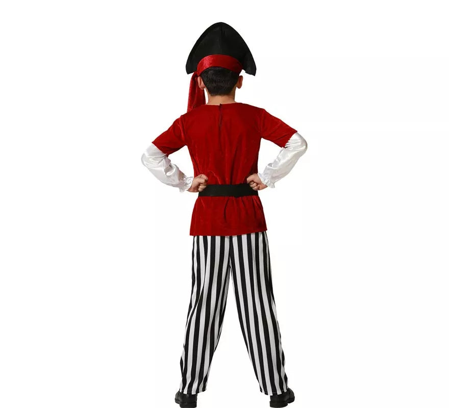 Translation missing: es.Disfraz de Pirata rojo con gorro para niños