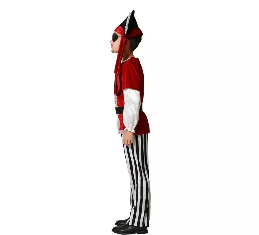 Translation missing: es.Disfraz de Pirata rojo con gorro para niños