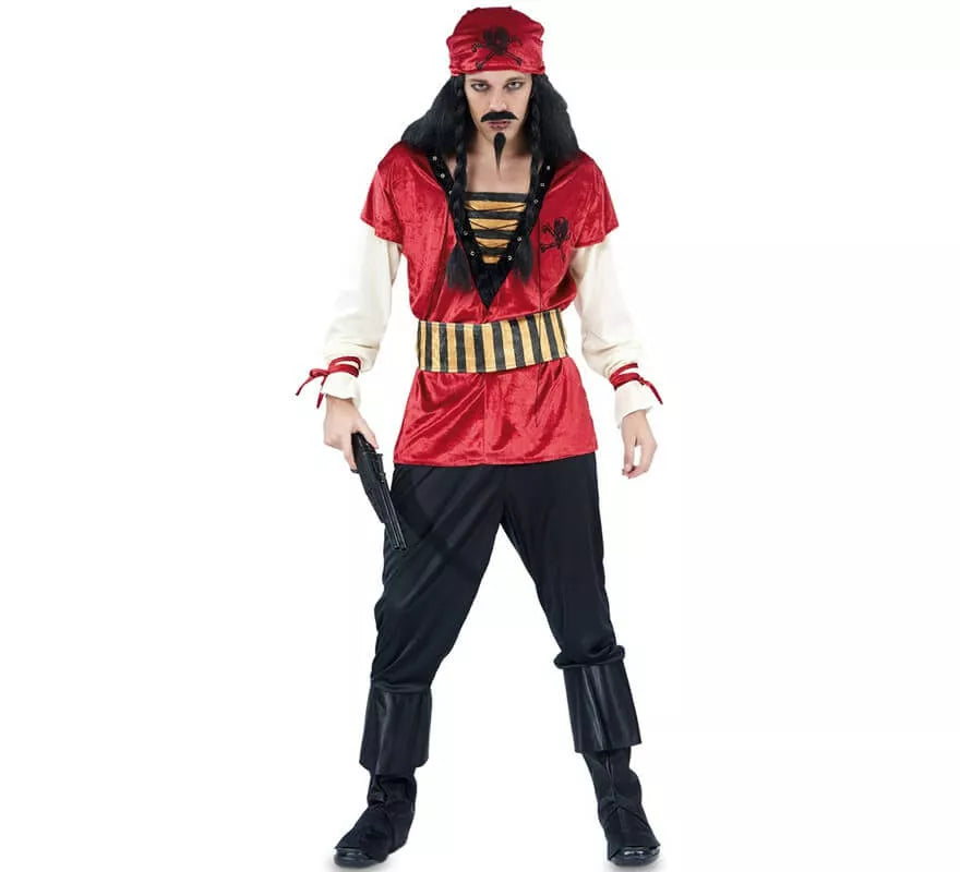 Translation missing: es.Disfraz de Pirata Rojo para hombre