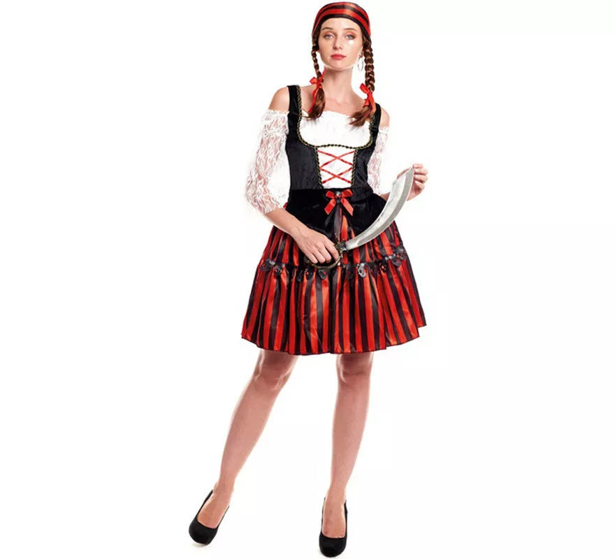 Translation missing: es.Disfraz de Pirata Stripes Clásica para mujer