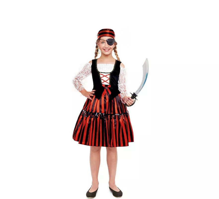 Translation missing: es.Disfraz de Pirata Stripes Clásica para niña
