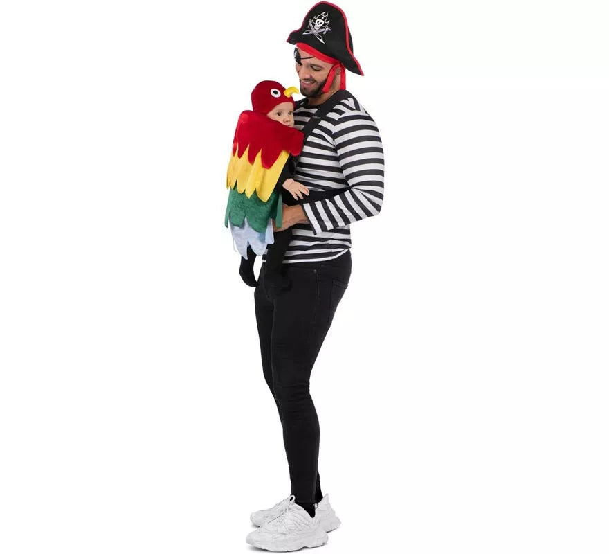 Translation missing: es.Disfraz de Pirata y Loro con cubremochila para adulto y bebé