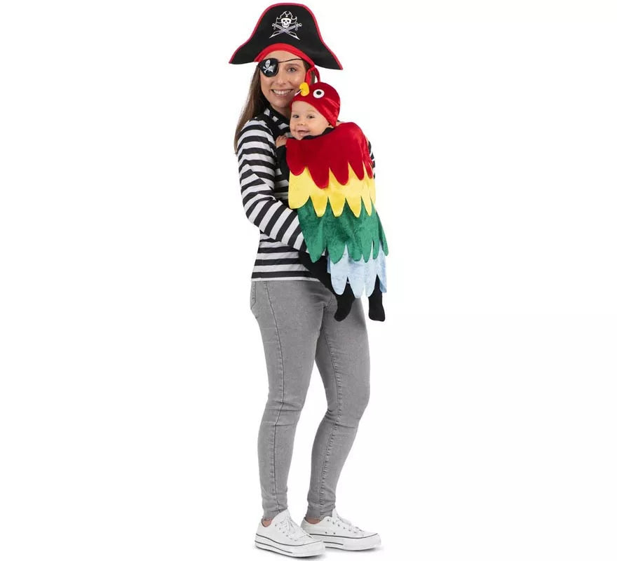 Translation missing: es.Disfraz de Pirata y Loro con cubremochila para adulto y bebé