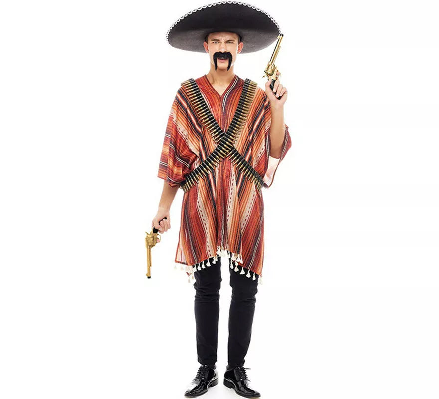 Translation missing: es.Disfraz de Pistolero Mexicano con Poncho para hombre