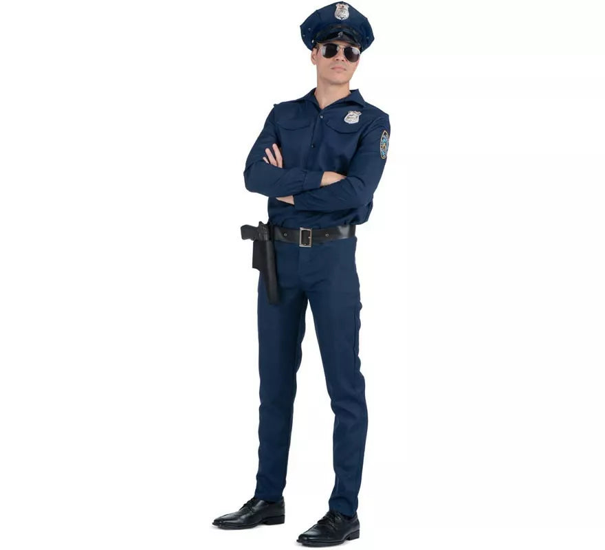 Translation missing: es.Disfraz de Policía azul con cinturón para hombre