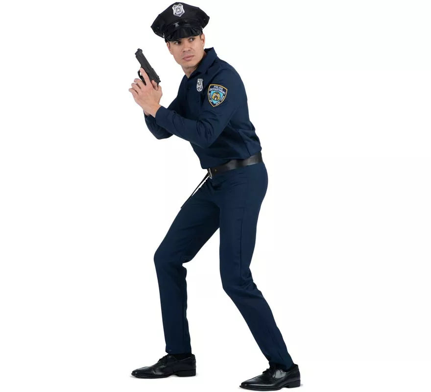Translation missing: es.Disfraz de Policía azul con cinturón para hombre