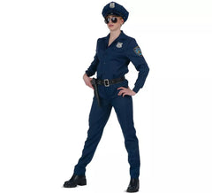 Disfraz de Policía azul con cinturón para mujer