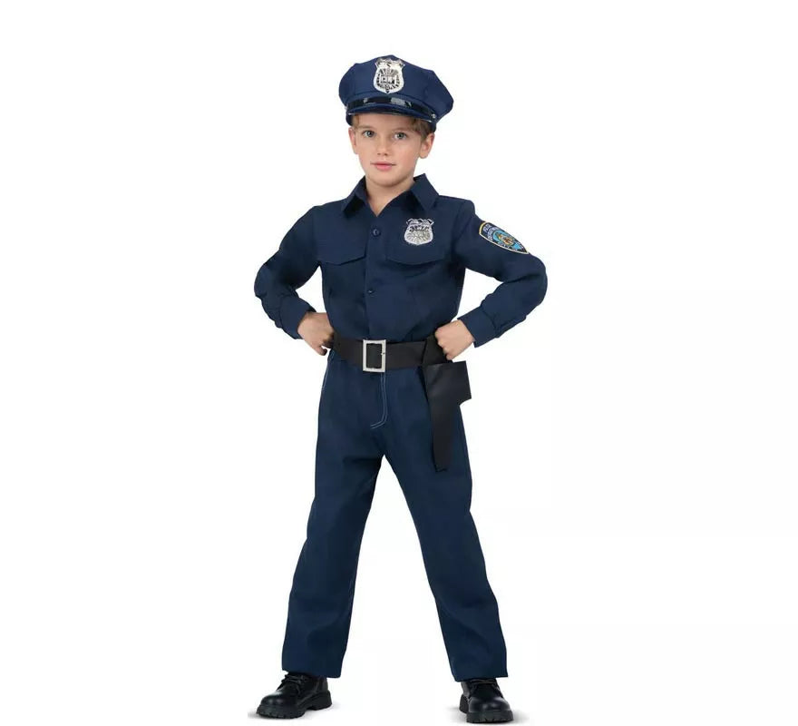 Translation missing: es.Disfraz de Policía azul con cinturón para niña