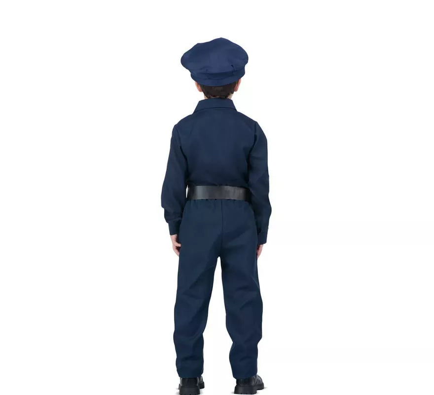 Translation missing: es.Disfraz de Policía azul con cinturón para niño