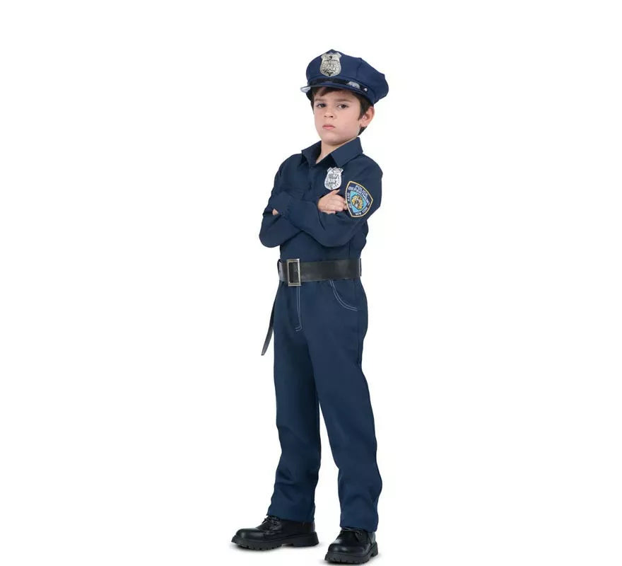 Translation missing: es.Disfraz de Policía azul con cinturón para niño