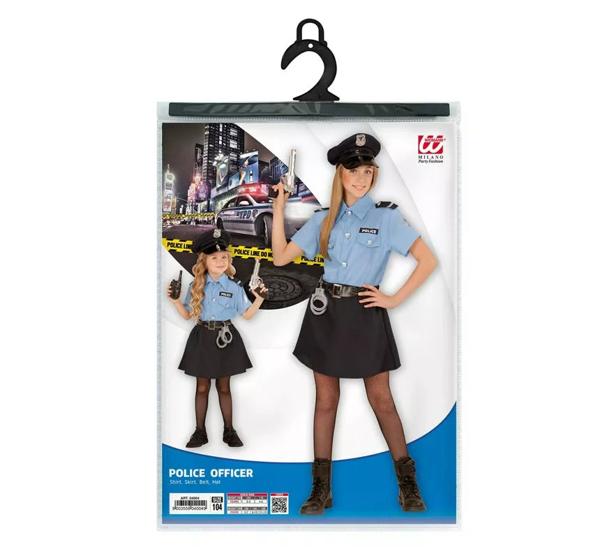 Translation missing: es.Disfraz de Policía azul con gorro para niña y adolescente