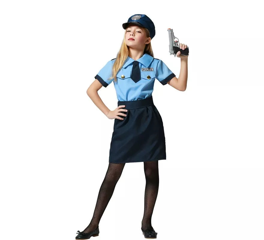 Translation missing: es.Disfraz de Policía azul en falda para niña