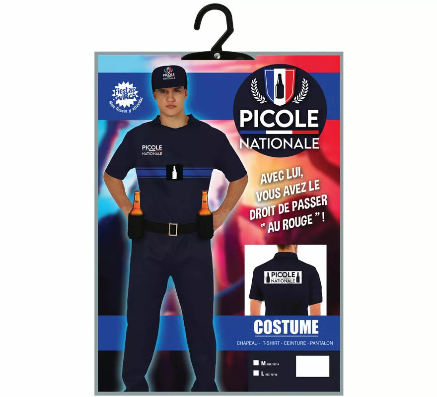 Translation missing: es.Disfraz de Policía Francés con Portabebidas para hombre
