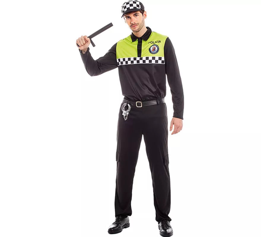 Translation missing: es.Disfraz de Policía Negro y Amarillo para Hombre
