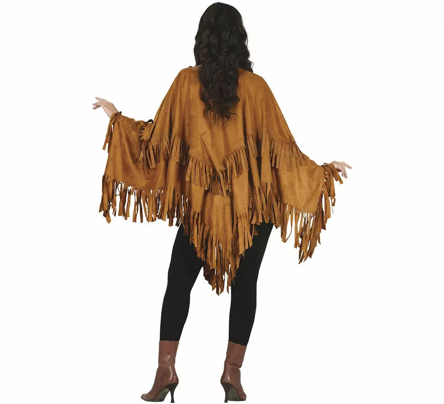 Translation missing: es.Disfraz de Poncho Marrón Indio para mujer