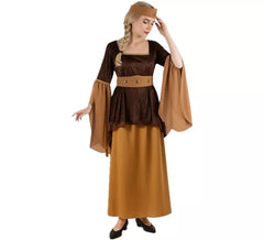 Disfraz de Posadera Medieval marrón para mujer