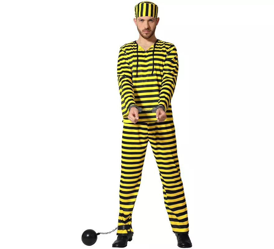 Translation missing: es.Disfraz de Preso amarillo a rayas para hombre