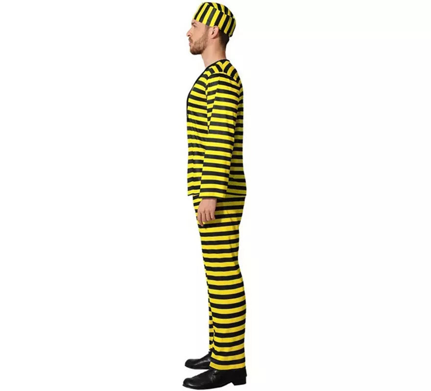 Translation missing: es.Disfraz de Preso amarillo a rayas para hombre