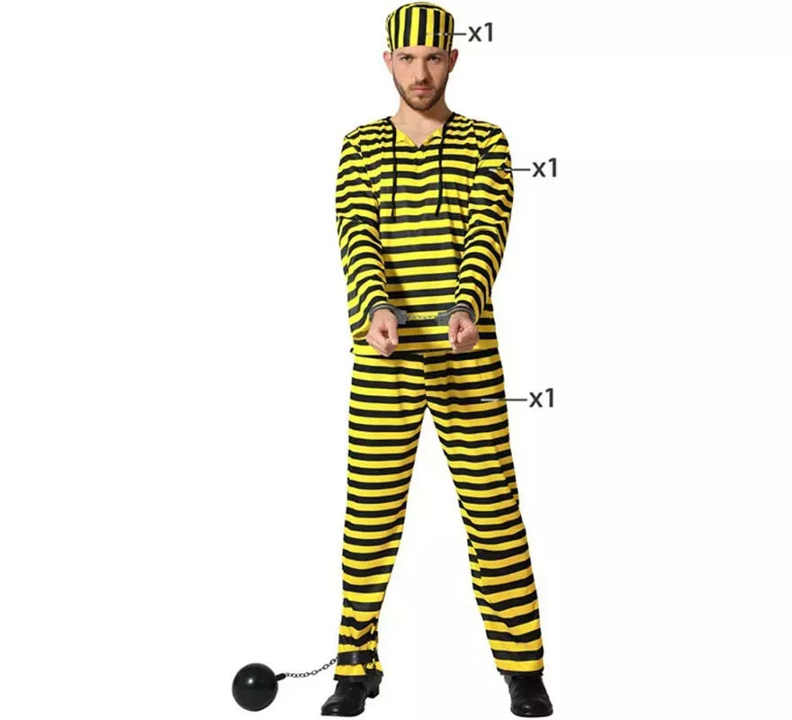 Translation missing: es.Disfraz de Preso amarillo a rayas para hombre