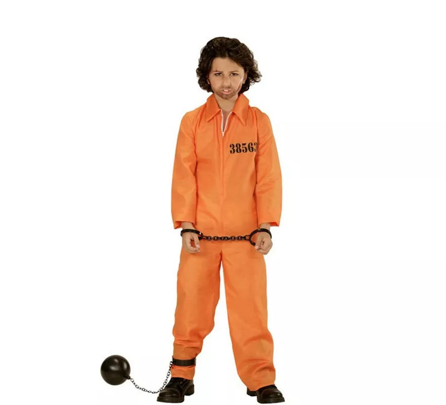 Disfraz de Preso con Identificación naranja para niño