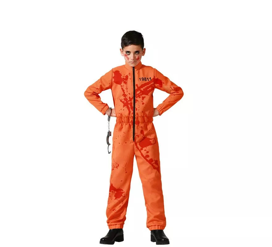 Disfraz de Preso Sangriento Naranja para niño