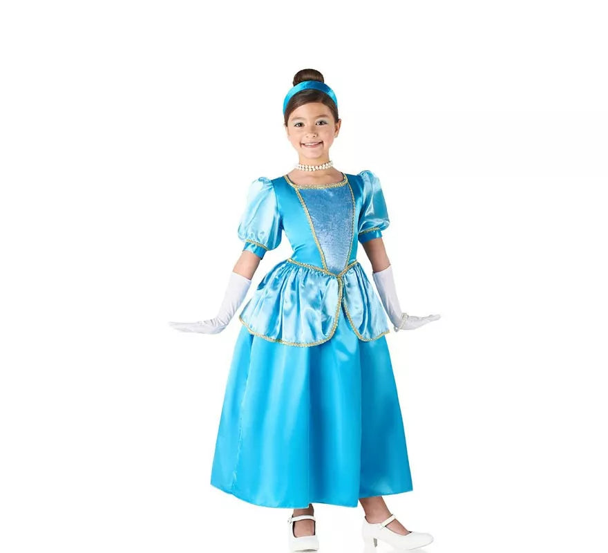 Translation missing: es.Disfraz de Princesa azul celeste de cuento para niña
