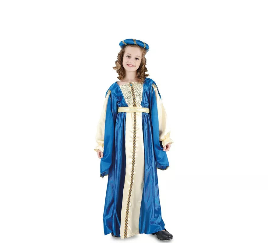 Translation missing: es.Disfraz de Princesa Medieval azul y dorado para niña