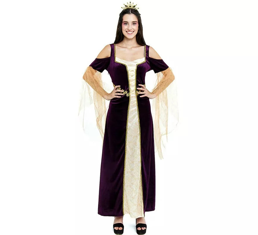 Disfraz de Princesa Medieval púrpura mangas largas para mujer