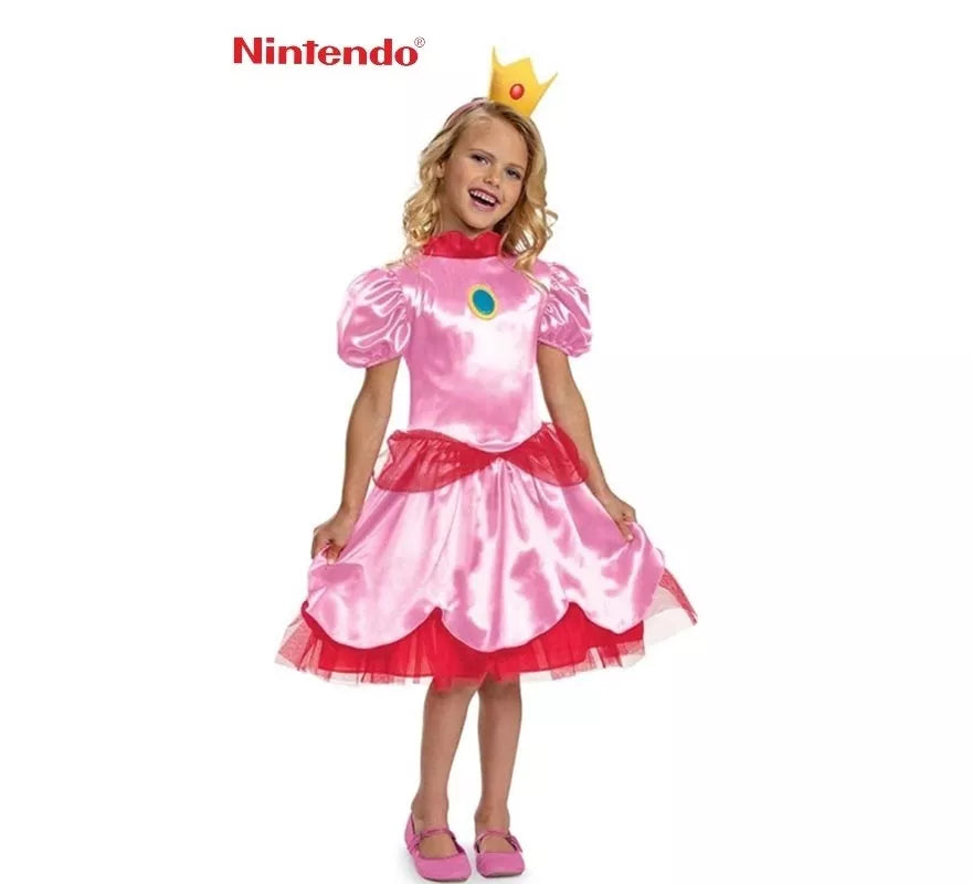 Translation missing: es.Disfraz de Princesa Peach de Super Mario Nintendo para niña