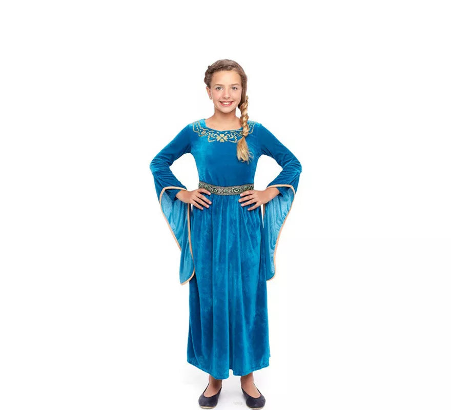 Translation missing: es.Disfraz de Princesa Vikinga o Medieval Azul para niña