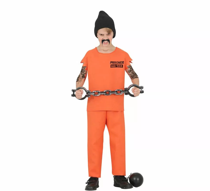 Disfraz de Prisionero naranja con Gorro para niño