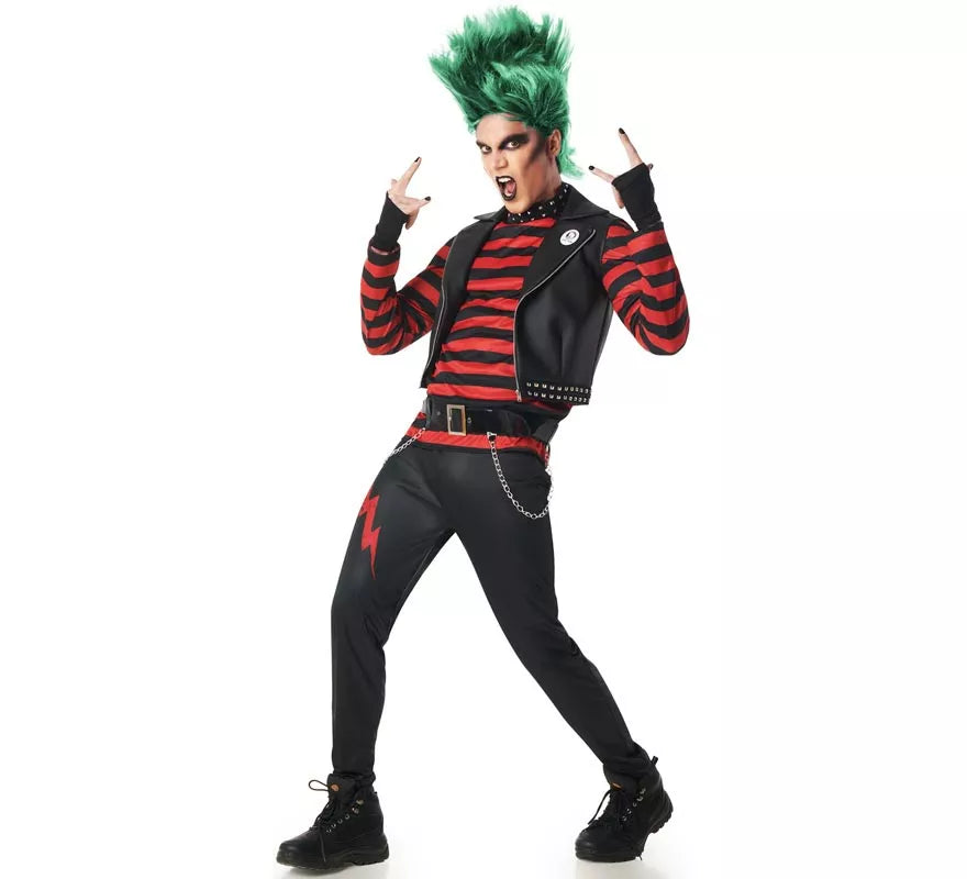 Translation missing: es.Disfraz de Punky a Rayas para hombre