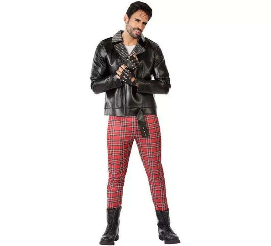 Translation missing: es.Disfraz de Punky Rojo y Negro para hombre