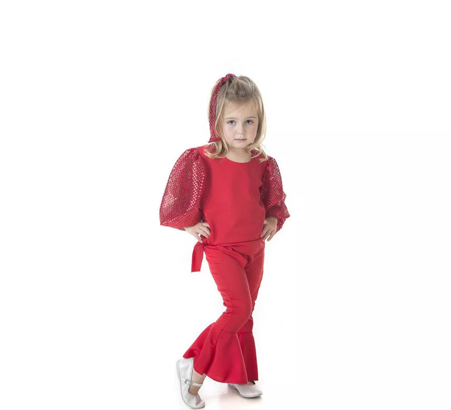 Disfraz de Raffaella Carrà rojo para niña